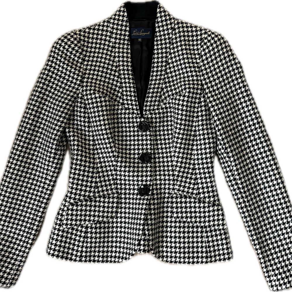Liz Claiborne Black and White Houndstooth Blazer
